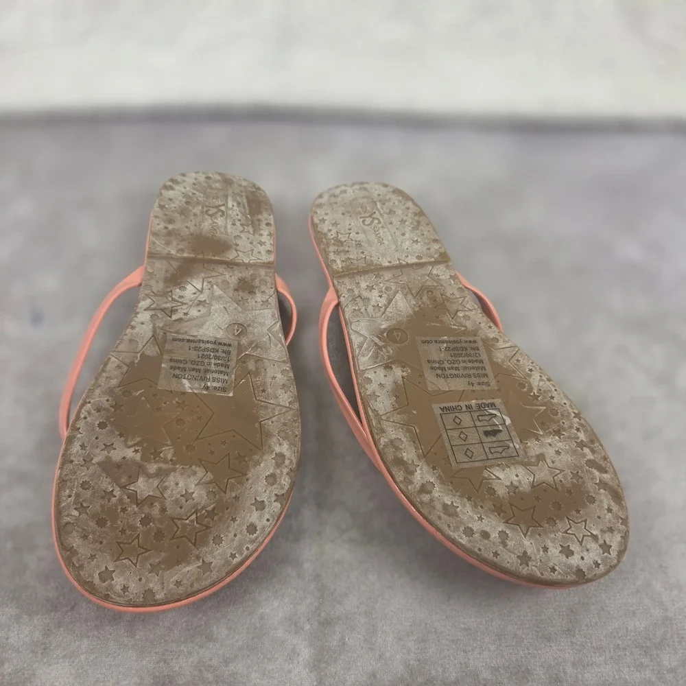Yosi Samra Miss Rivington Flip Flops Peach Patent Sandals Girls Size 4M KDSP22-1